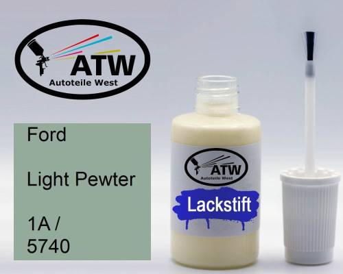 Ford, Light Pewter, 1A / 5740: 20ml Lackstift, von ATW Autoteile West.